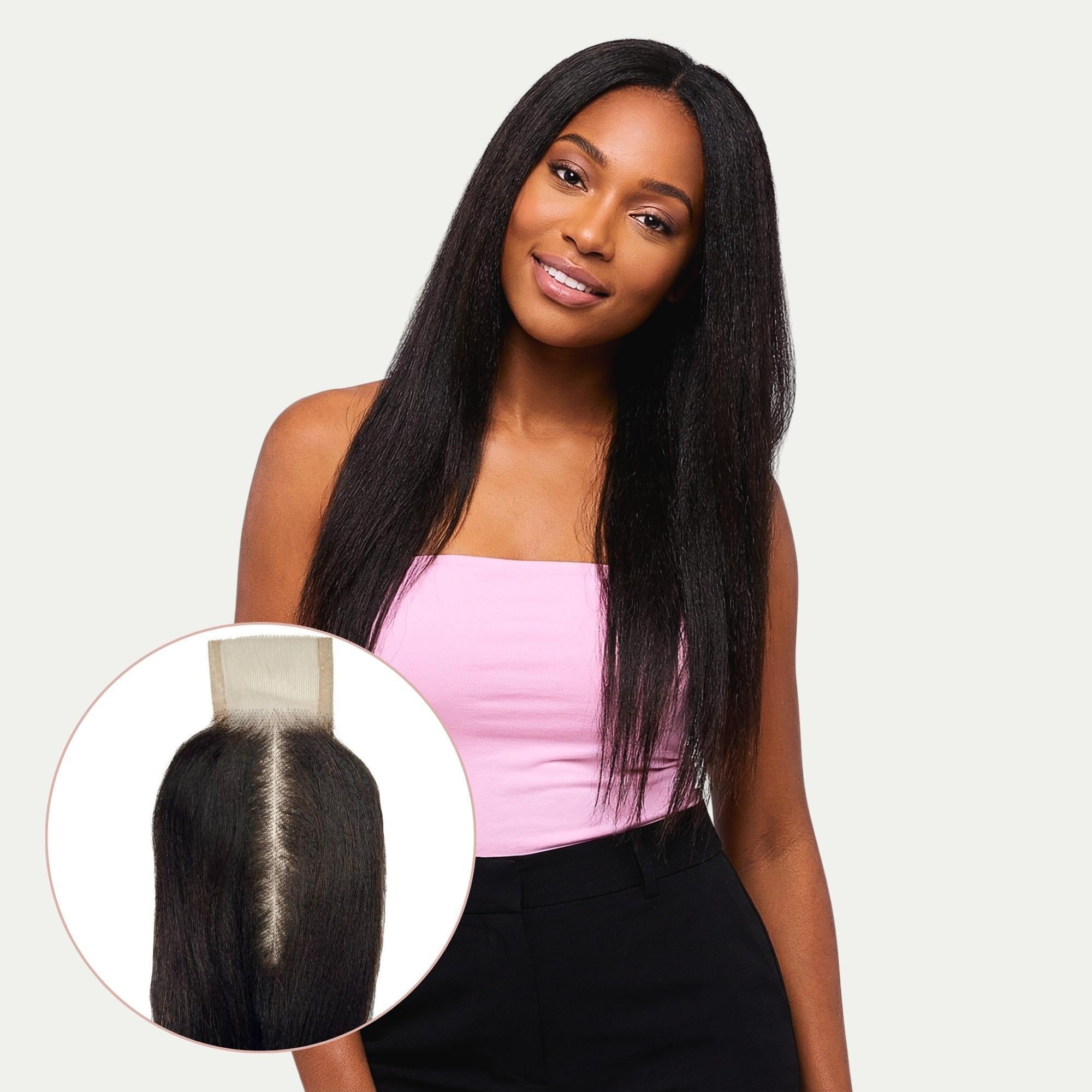 Yaki Straight 2x6 Transparent Lace Human Hair Closure