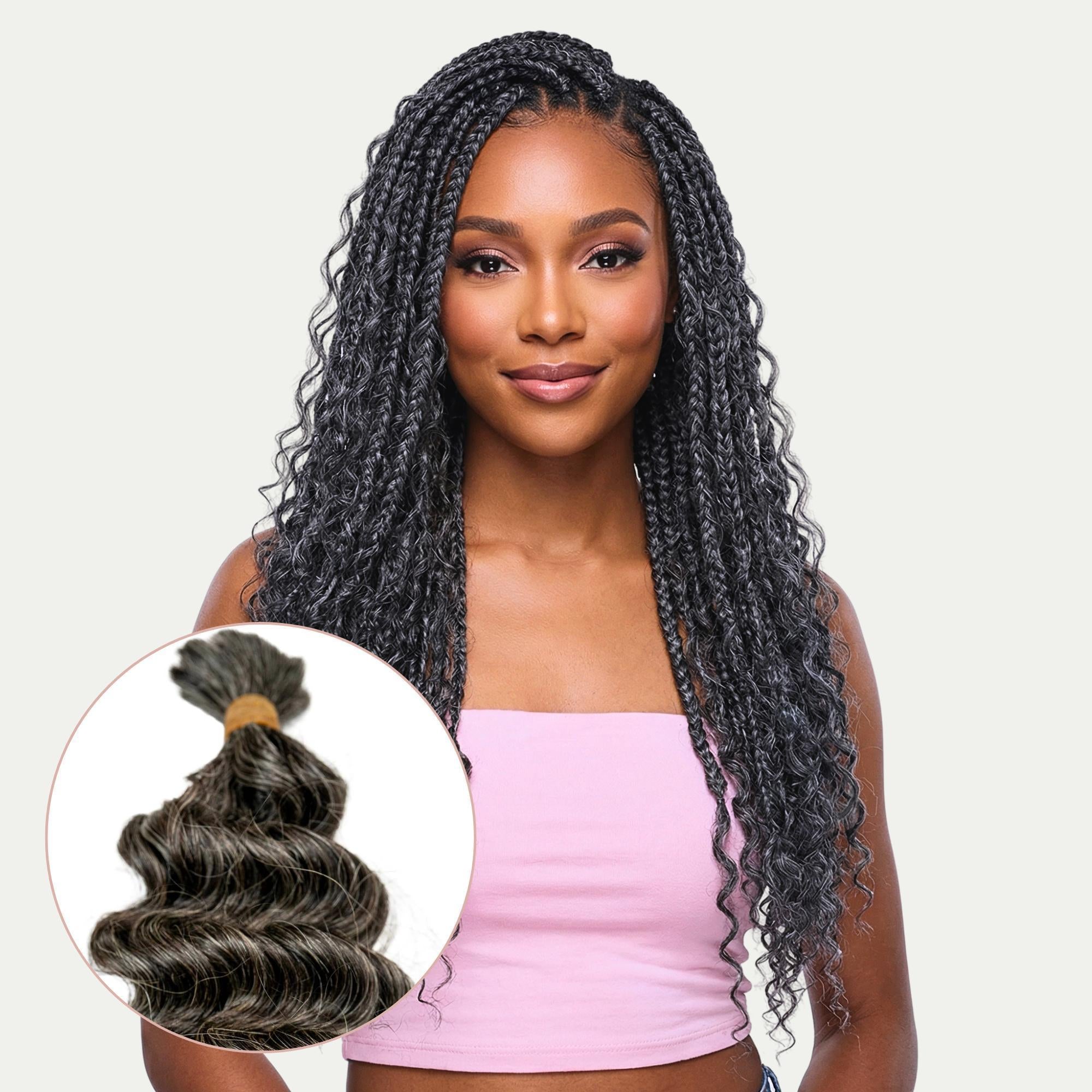Raw Vietnamese Natural Gray Curly Bulk 100% Human Braiding Hair
