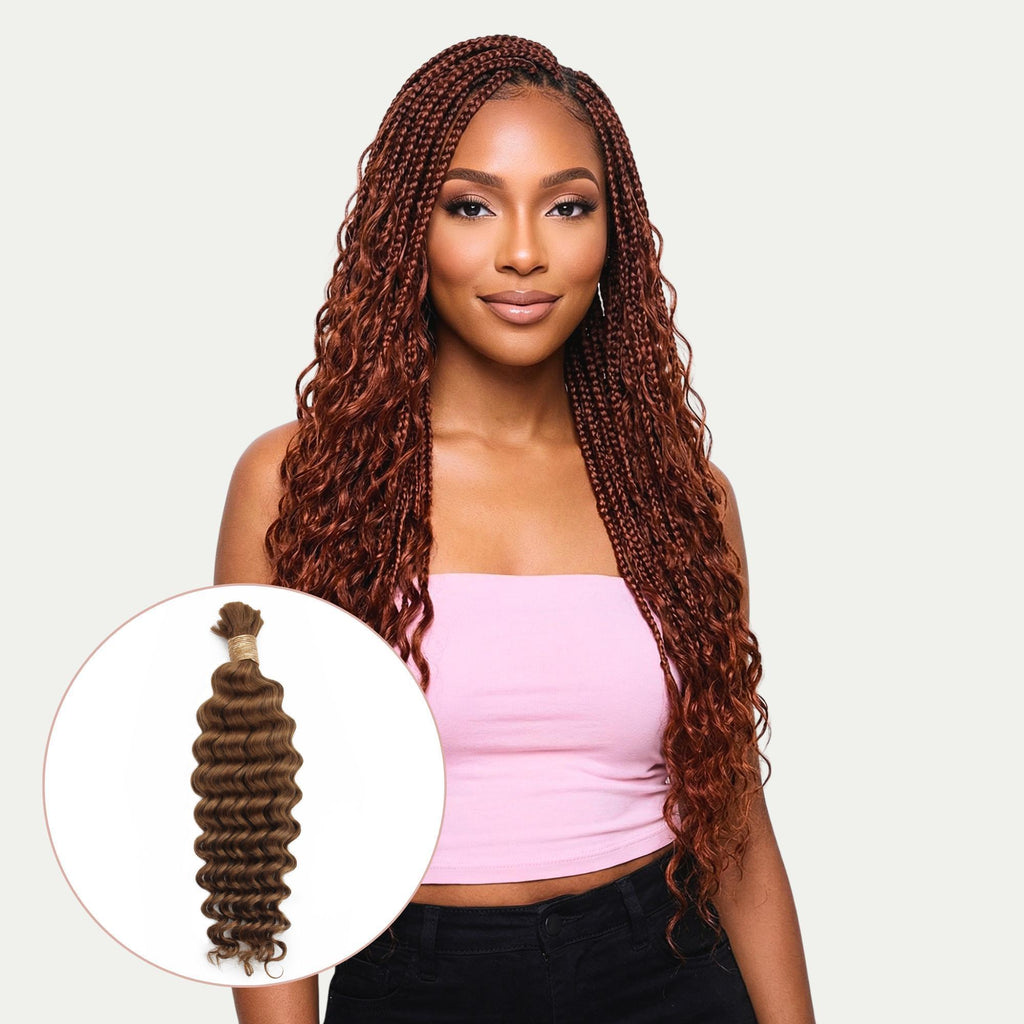 Auburn Deep Wave Bulk 100% Human Braiding Hair