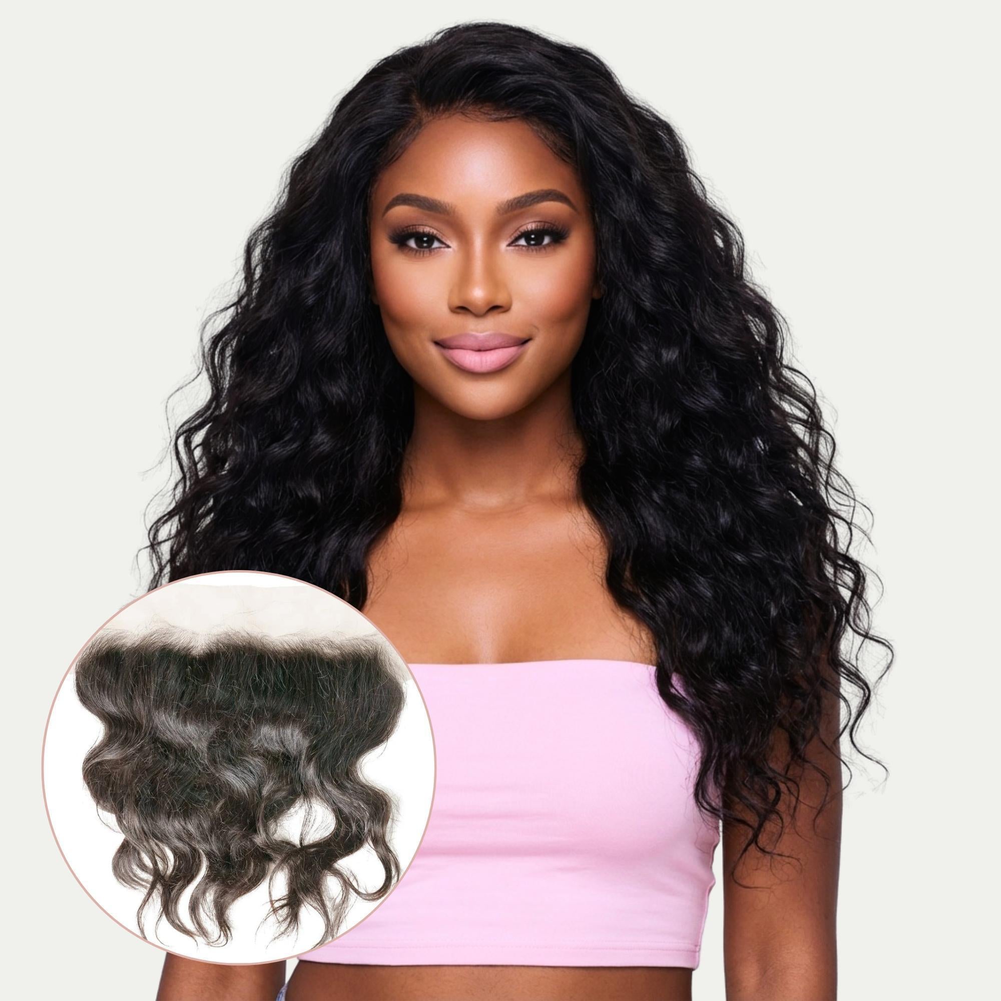 Raw Indian Curly 13x4 Transparent Lace 100% Human Hair Frontal