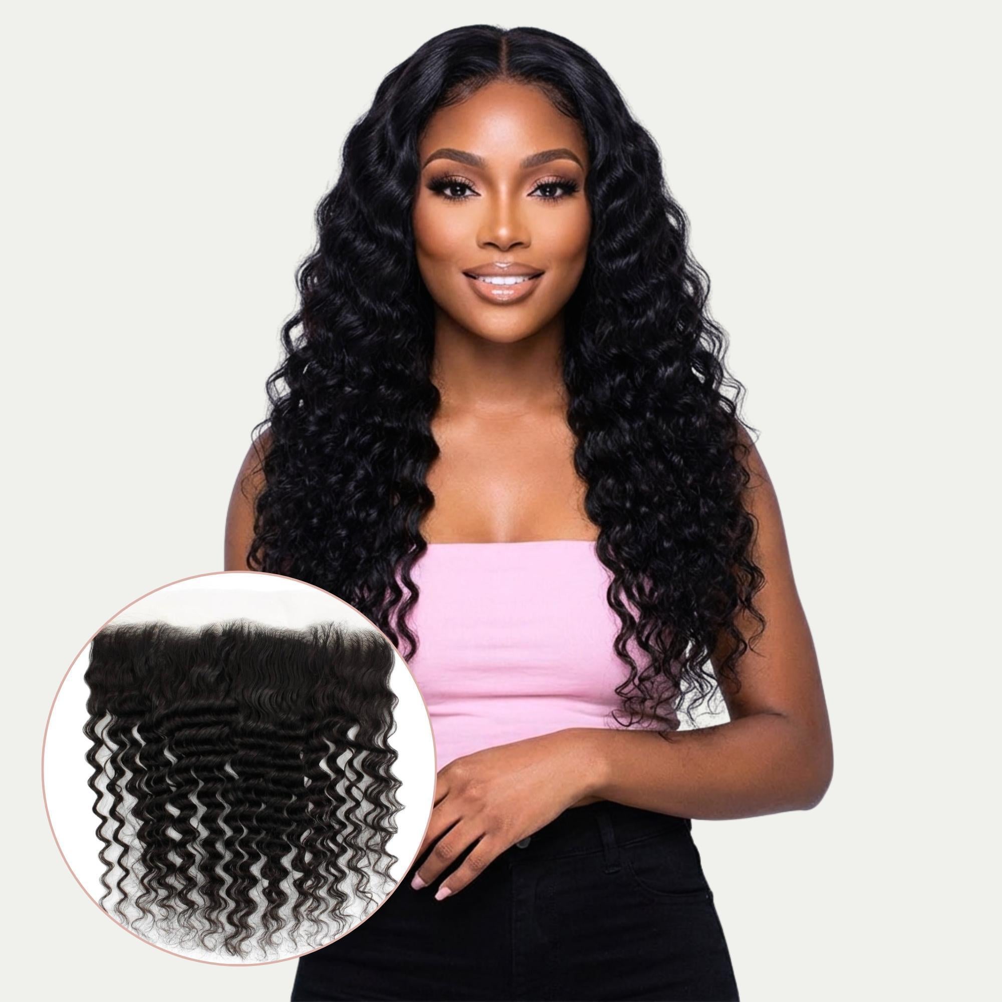 Deep Wave 13x4 Transparent Lace Human Hair Frontal