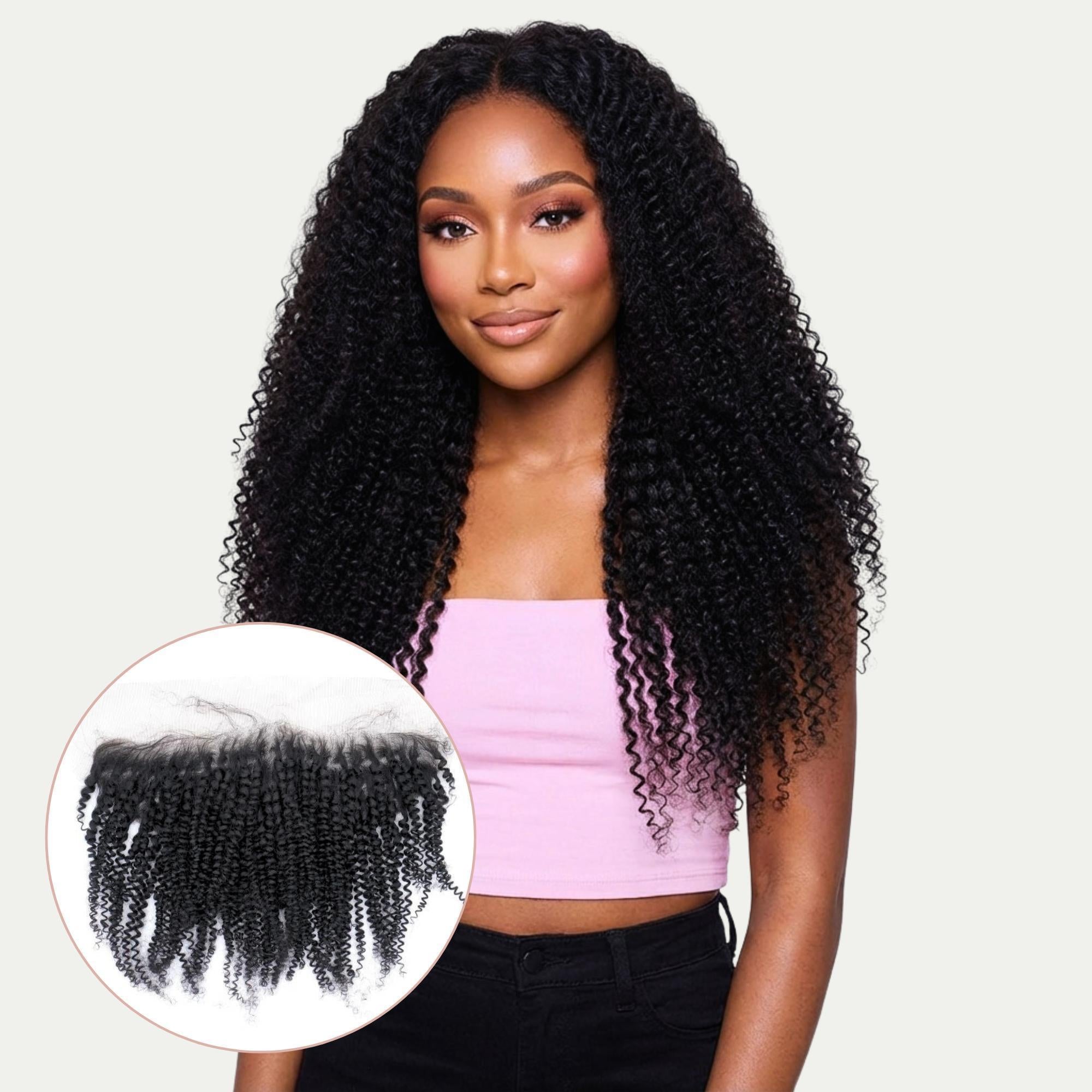 Afro Kinky Curly 13x4 Transparent Lace Human Hair Frontal
