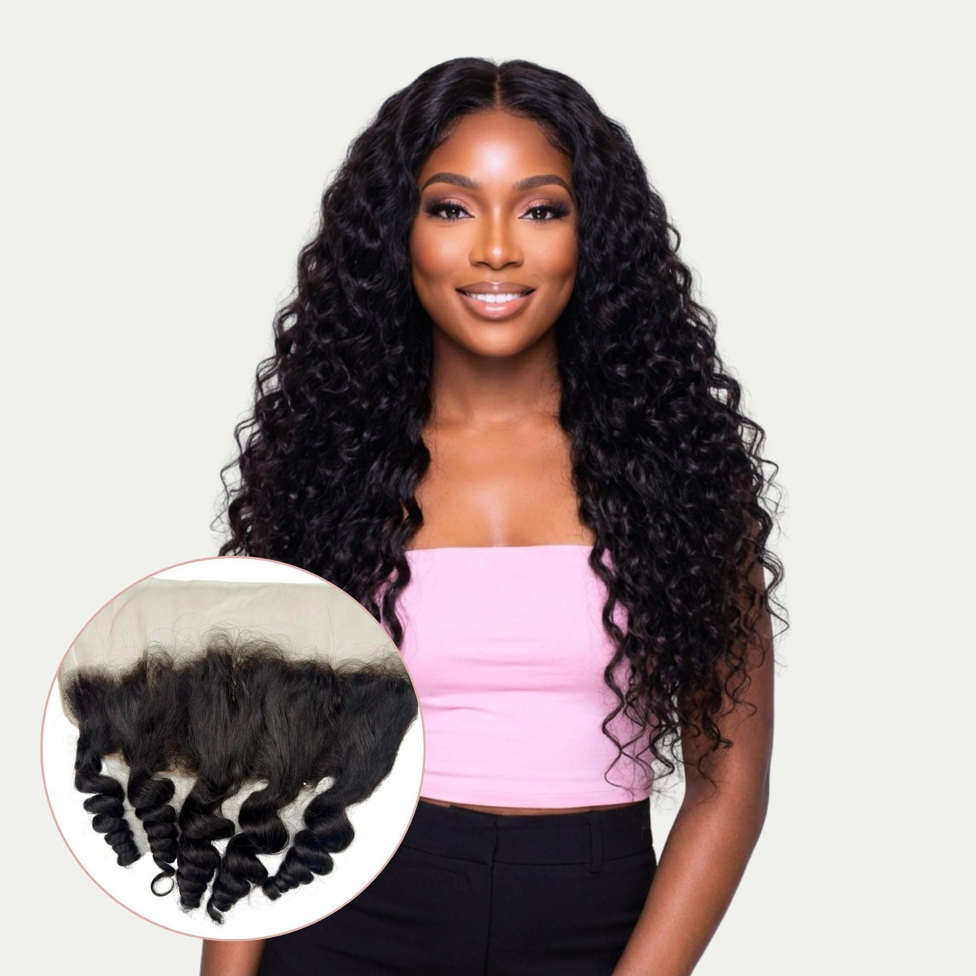 Raw Vietnamese Ripple Curly 13x4 Swiss Lace Human Hair Frontal