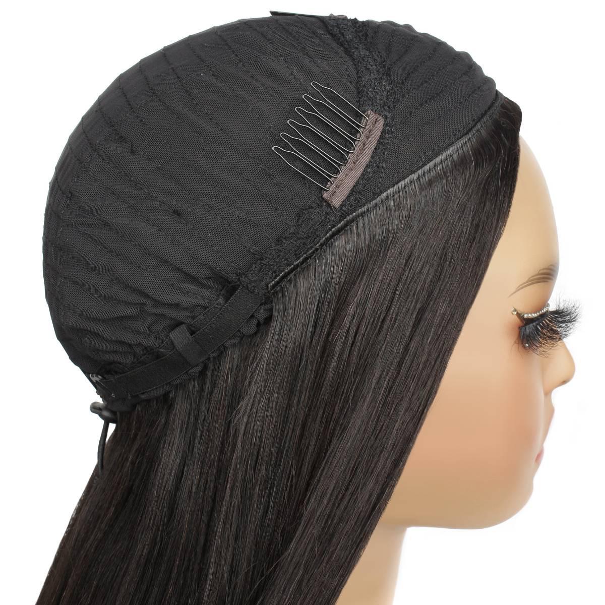 Yaki Straight Human Hair Half Wig