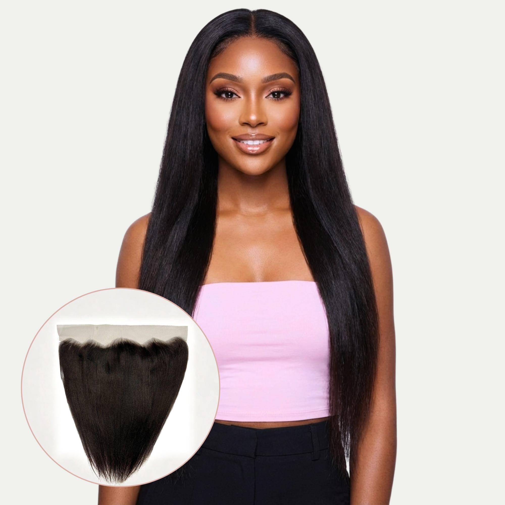 Yaki Straight 13x4 Transparent Lace Human Hair Frontal