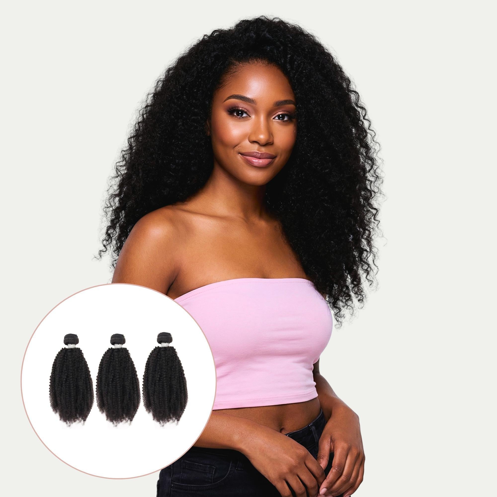 Afro Kinky Curly 100% Human Hair Three Bundle Packages
