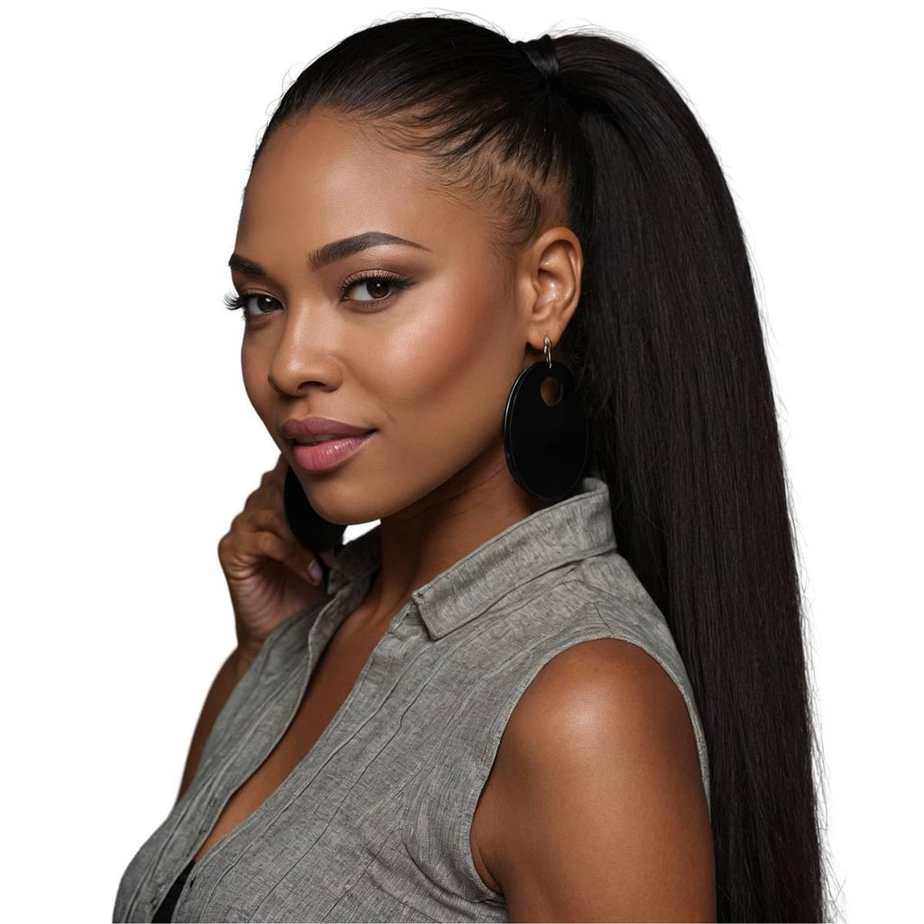 Yaki Straight 100% Human Hair Ponytail Extension