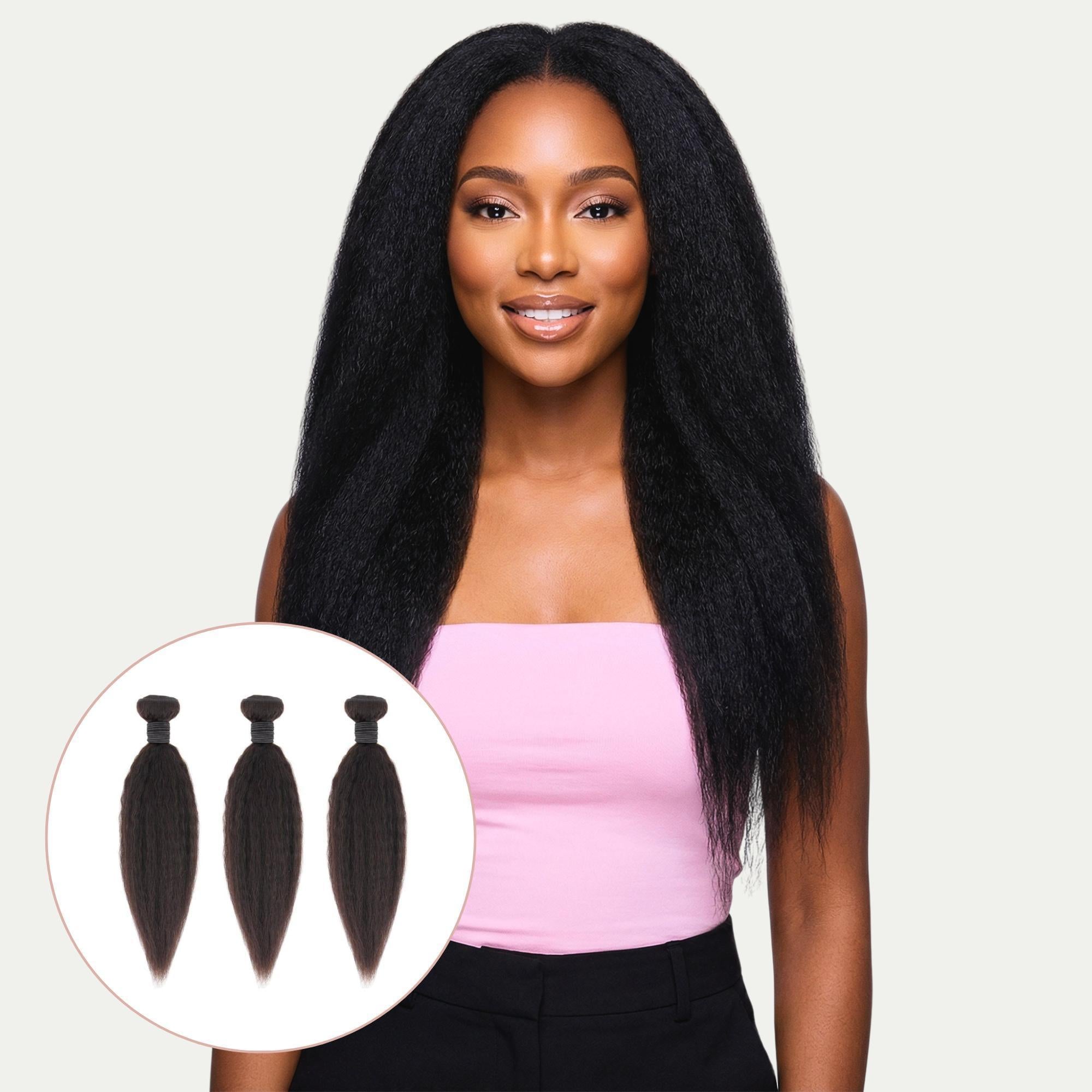 Kinky Straight 100% Human Hair Three Bundle Packages