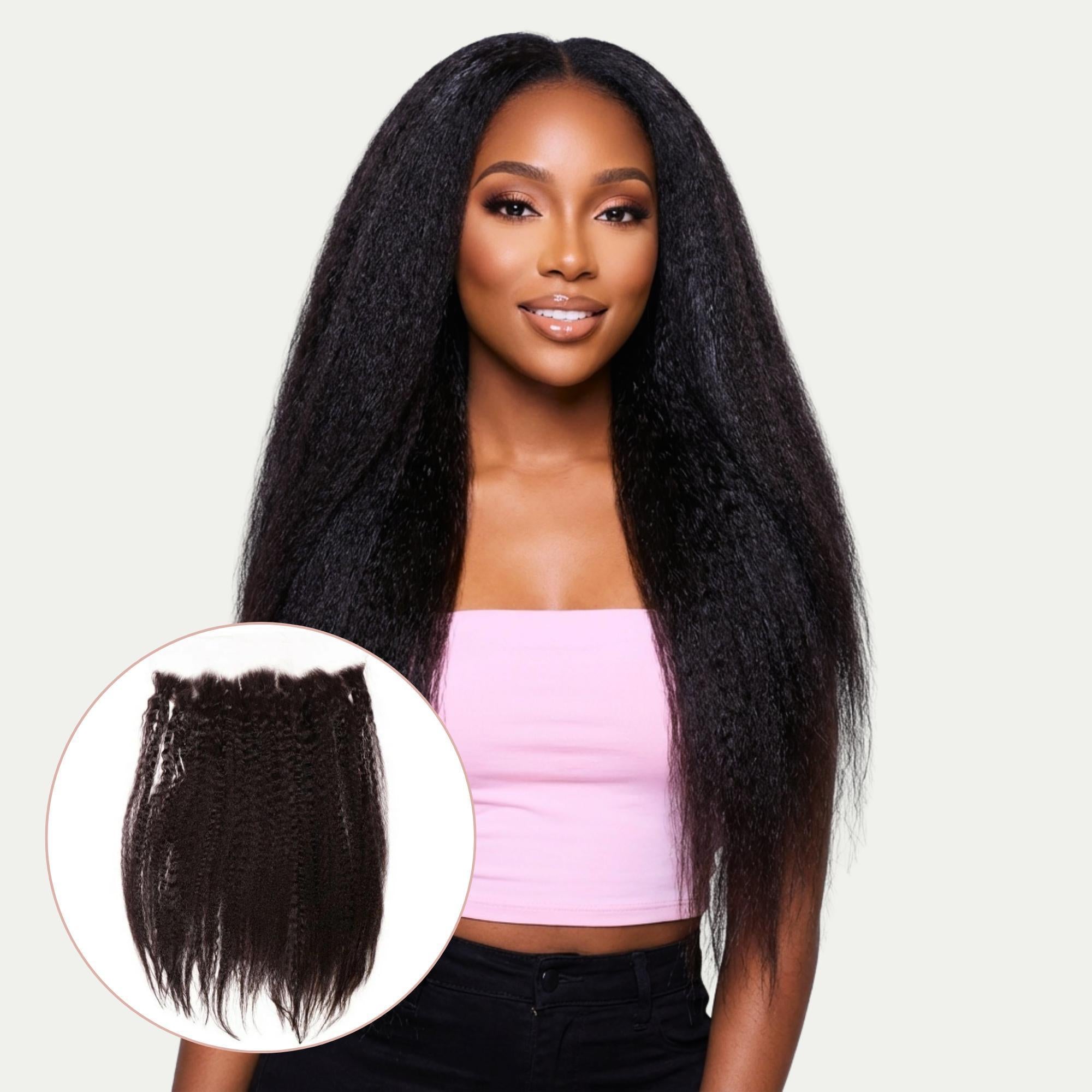 Kinky Straight 13x4 Transparent Lace Human Hair Frontal