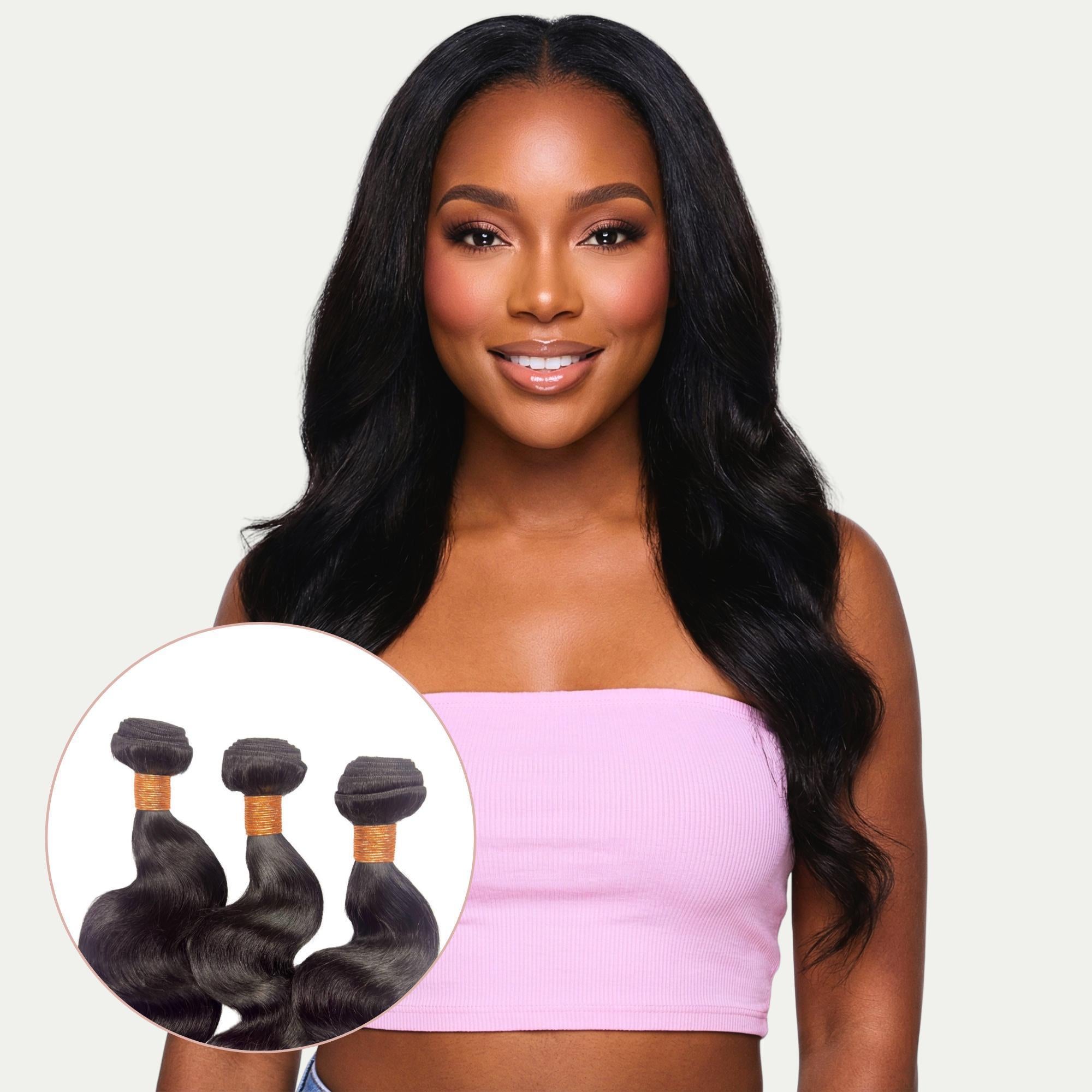 Jet Black Body Wave 100% Human Hair Three Bundle Packages