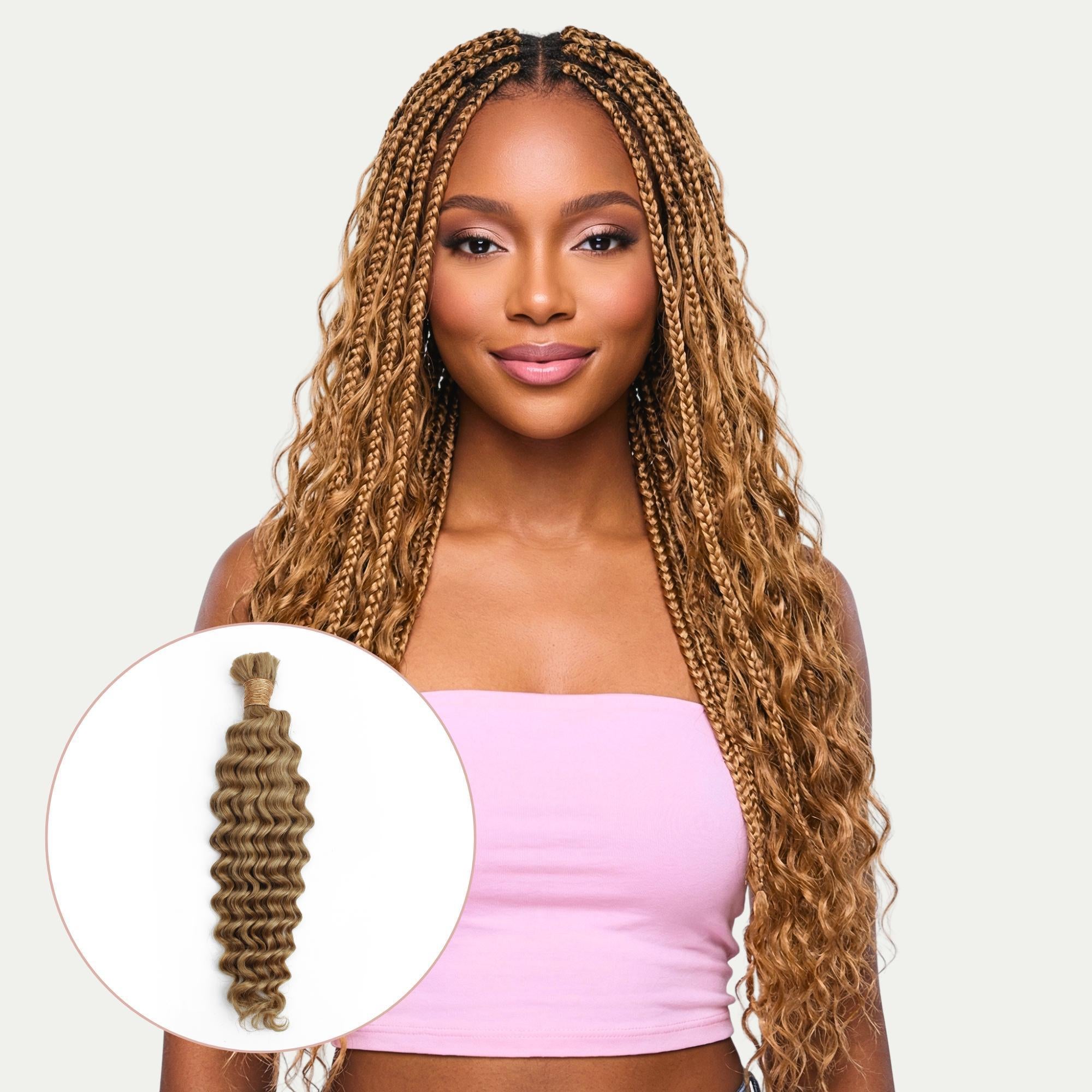 Honey Blonde Deep Wave 27 Bulk 100% Human Braiding Hair