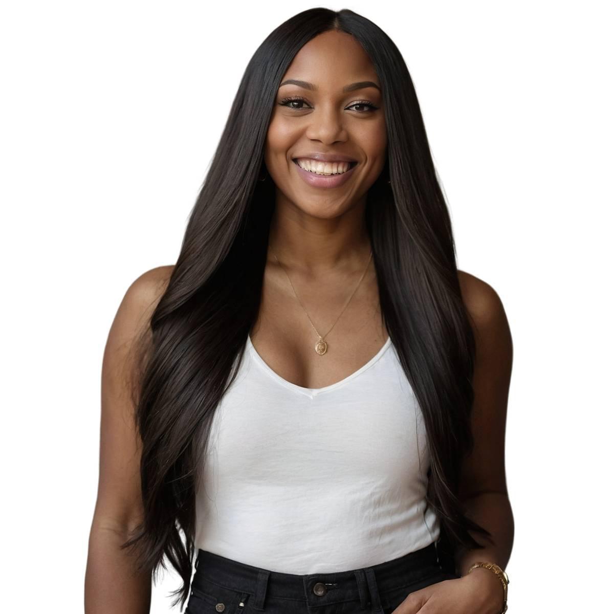 natural black seamless clip in hair extensions